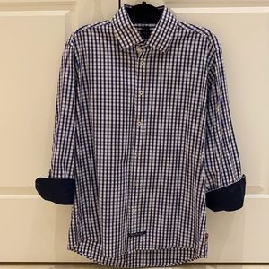 English Laundry men’s dress shirt with solid pique cuffs and collar 16 1/2 neck